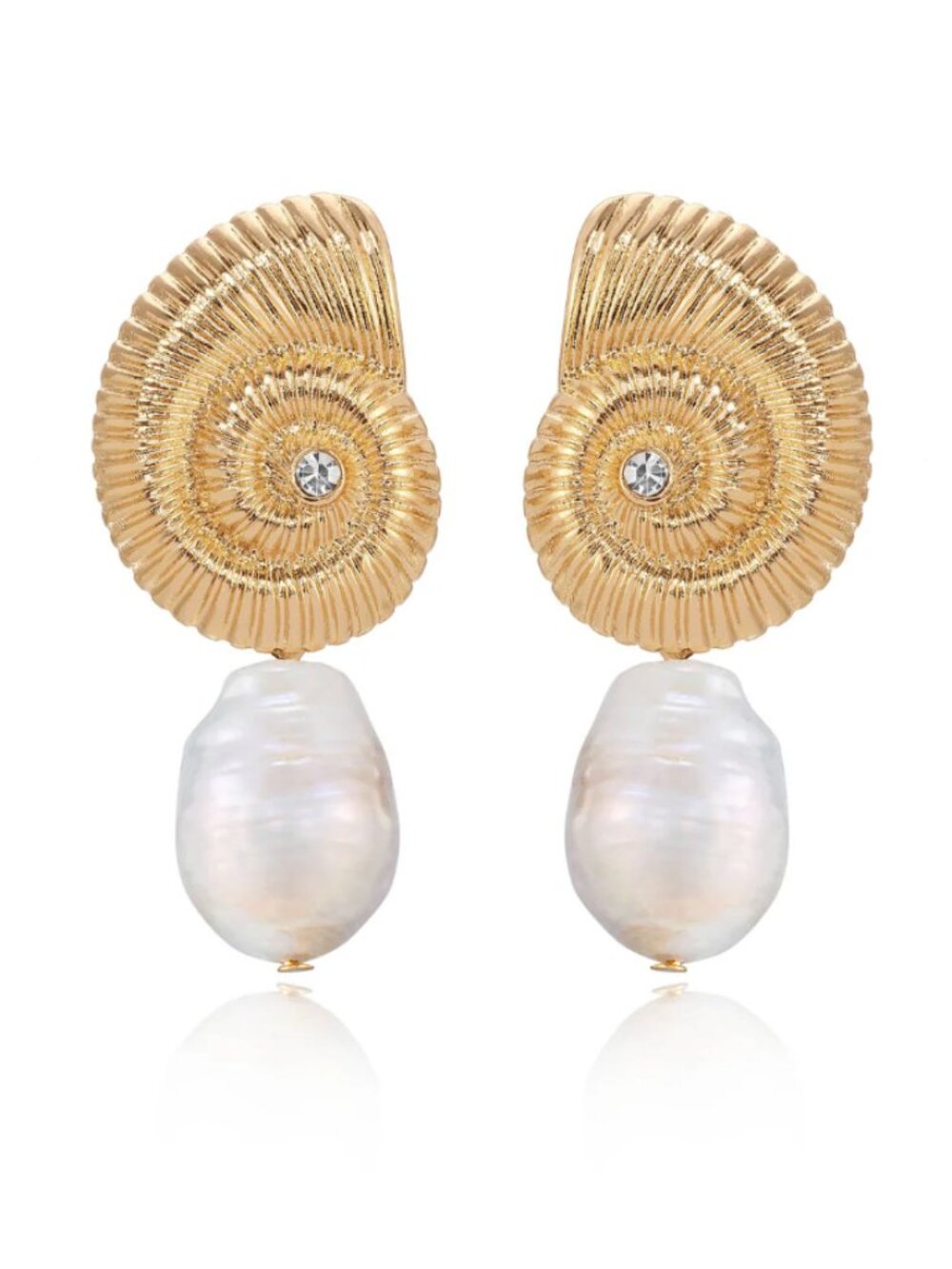 Ettika - Nautilus Shell Freshwater Pearl Earrings